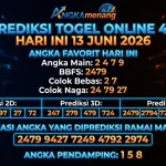 Prediksi Togel Online 4D Hari Ini 13 Juni 2026 II