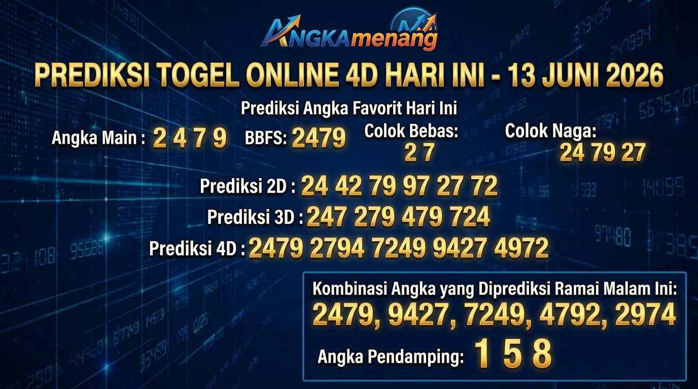 Prediksi Togel Online 4D Hari Ini 13 Juni 2026