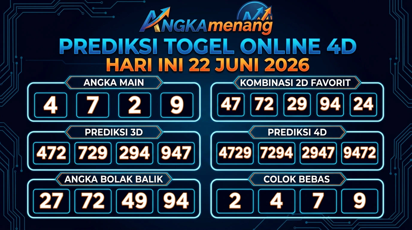 Prediksi Togel Online 4D Hari Ini 22 Juni 2026