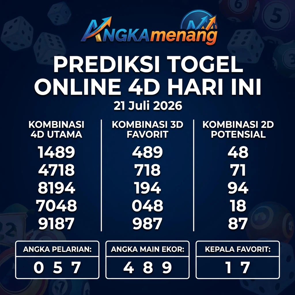 Prediksi Togel Online 4D Hari Ini 21 Juli 2026