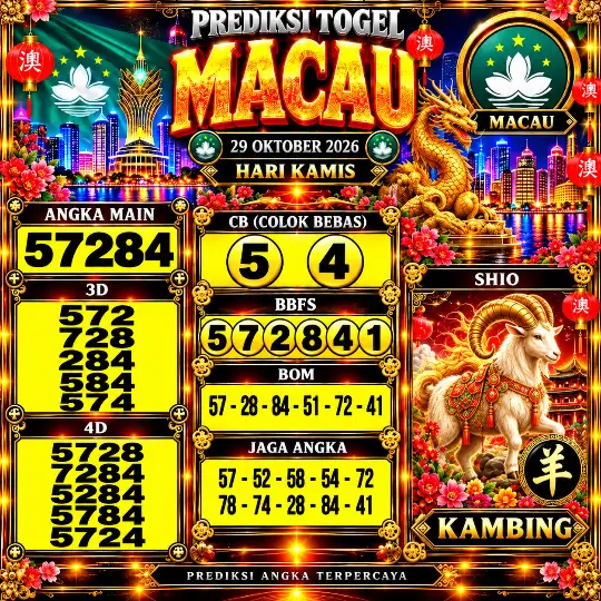 Prediksi Togel MACAU 29 Oktober